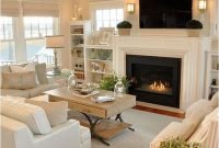 Comfy Winter Living Room Ideas With Fireplace 12