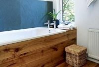 Comfy Farmhouse Wooden Bathroom Design Ideas 11